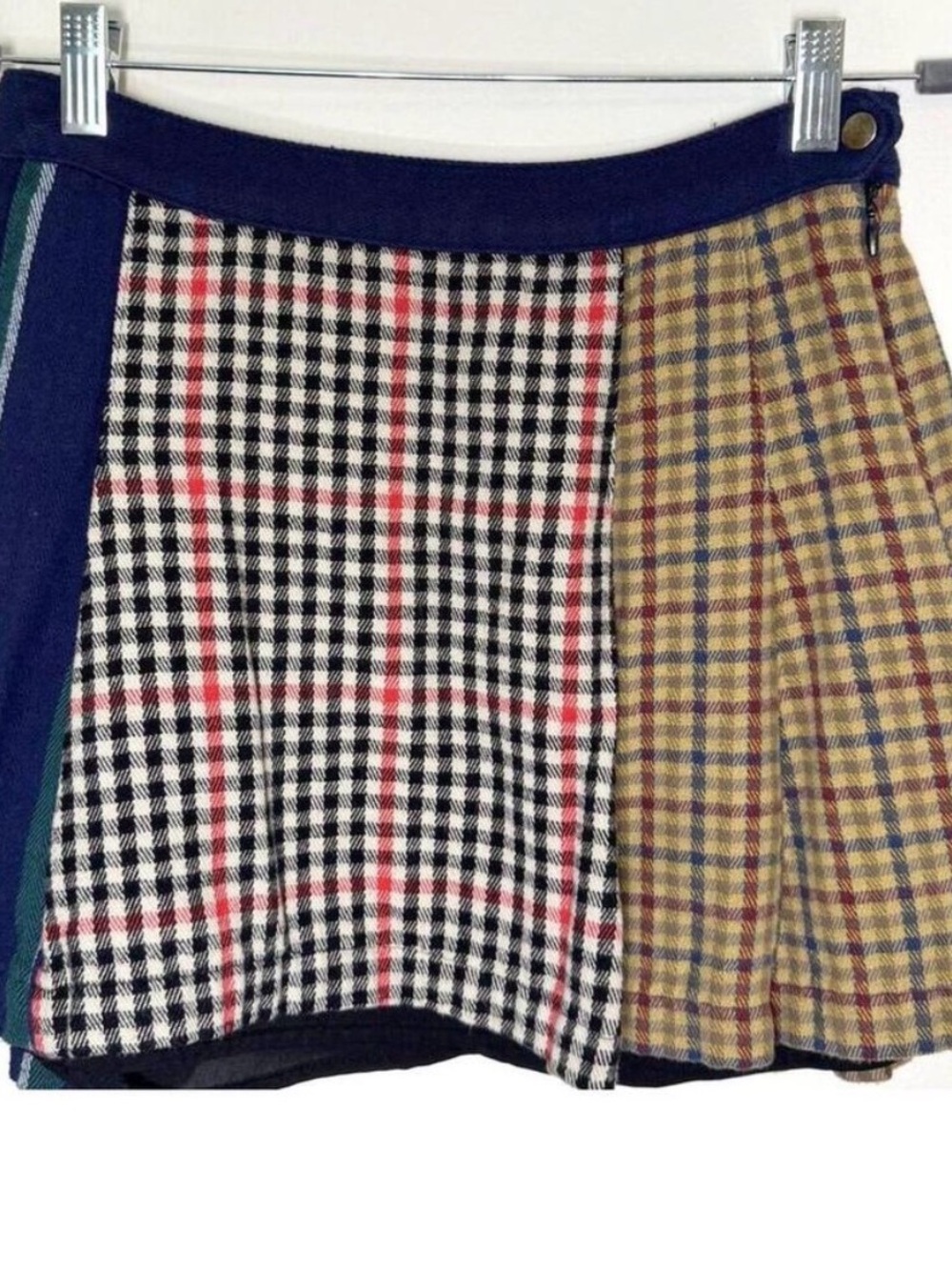 Rowing Blazers Patchwork Plaid Mini Skirt in Navy, Black, Red, Tan